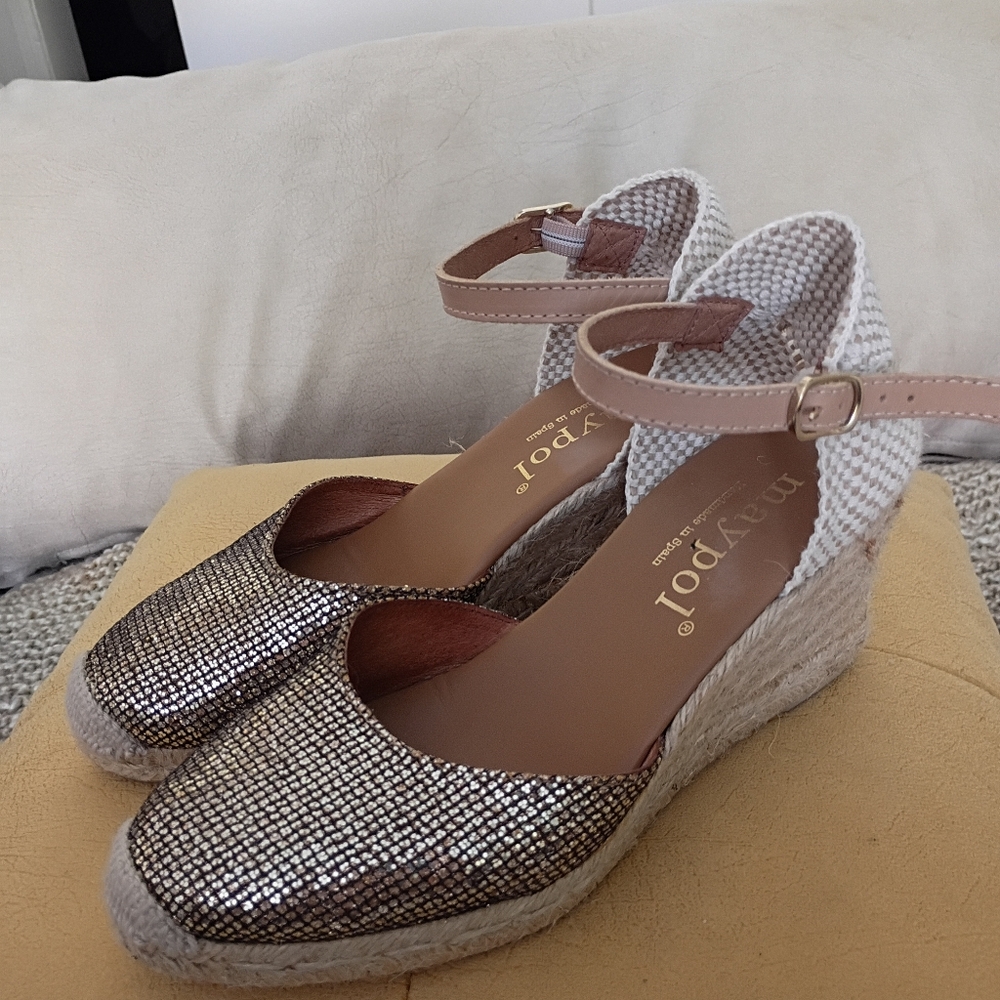 Anthropologie Maypol Metallic Espadrille Wedges - Picture 2 of 10